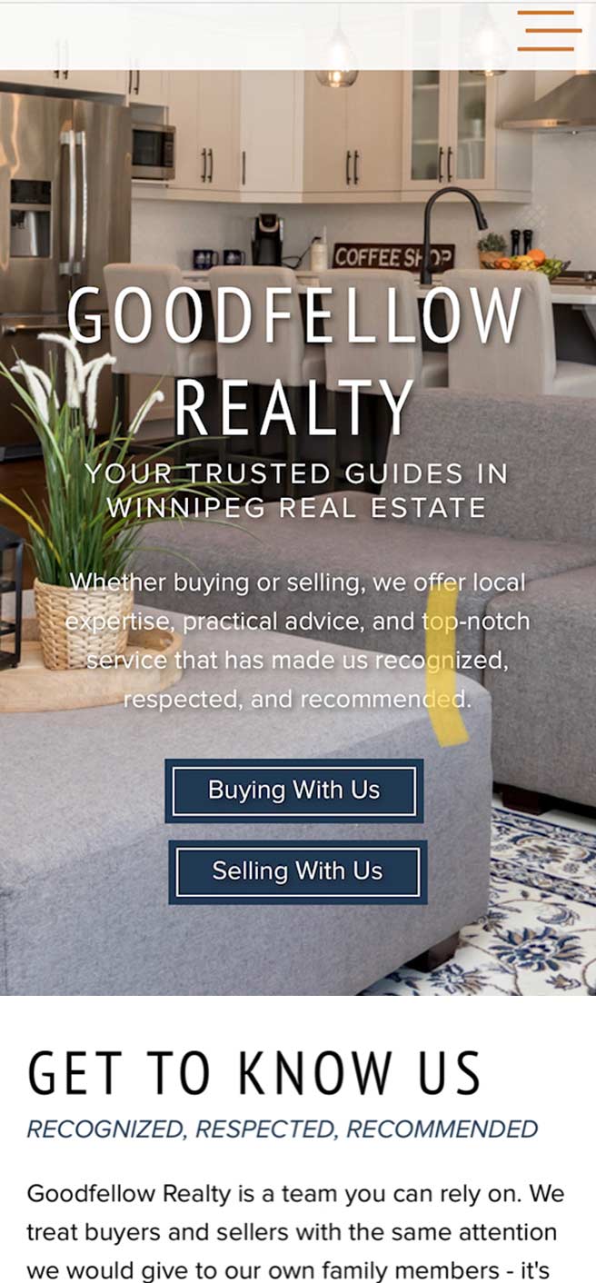 Goodfellow Realty Homepage Design iPhone